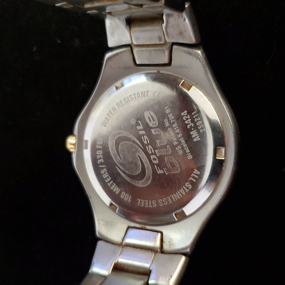 Fossil Blue Watch 100 Mtrs Men's Quartz All Stainless Luminous Hands New Battery - Picture 9 of 11
